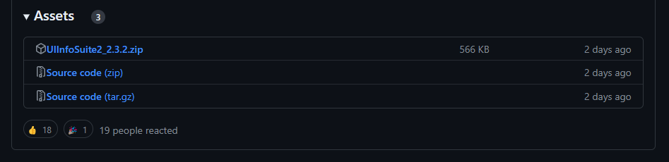 A list of assets on Github.
